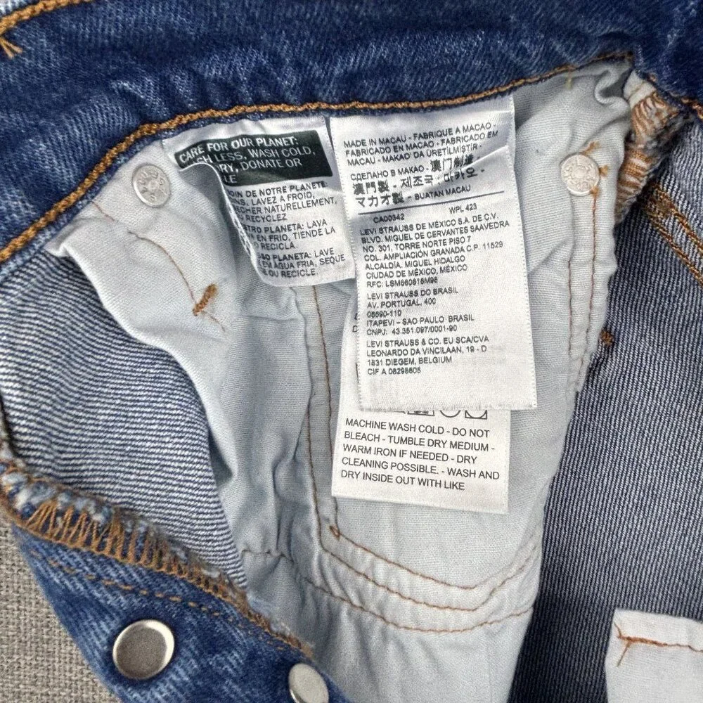 Levis 501 Womens High-Rise Denim Shorts Size 26 Frayed Hem Classic Blue Wash. - Picture 10 of 13